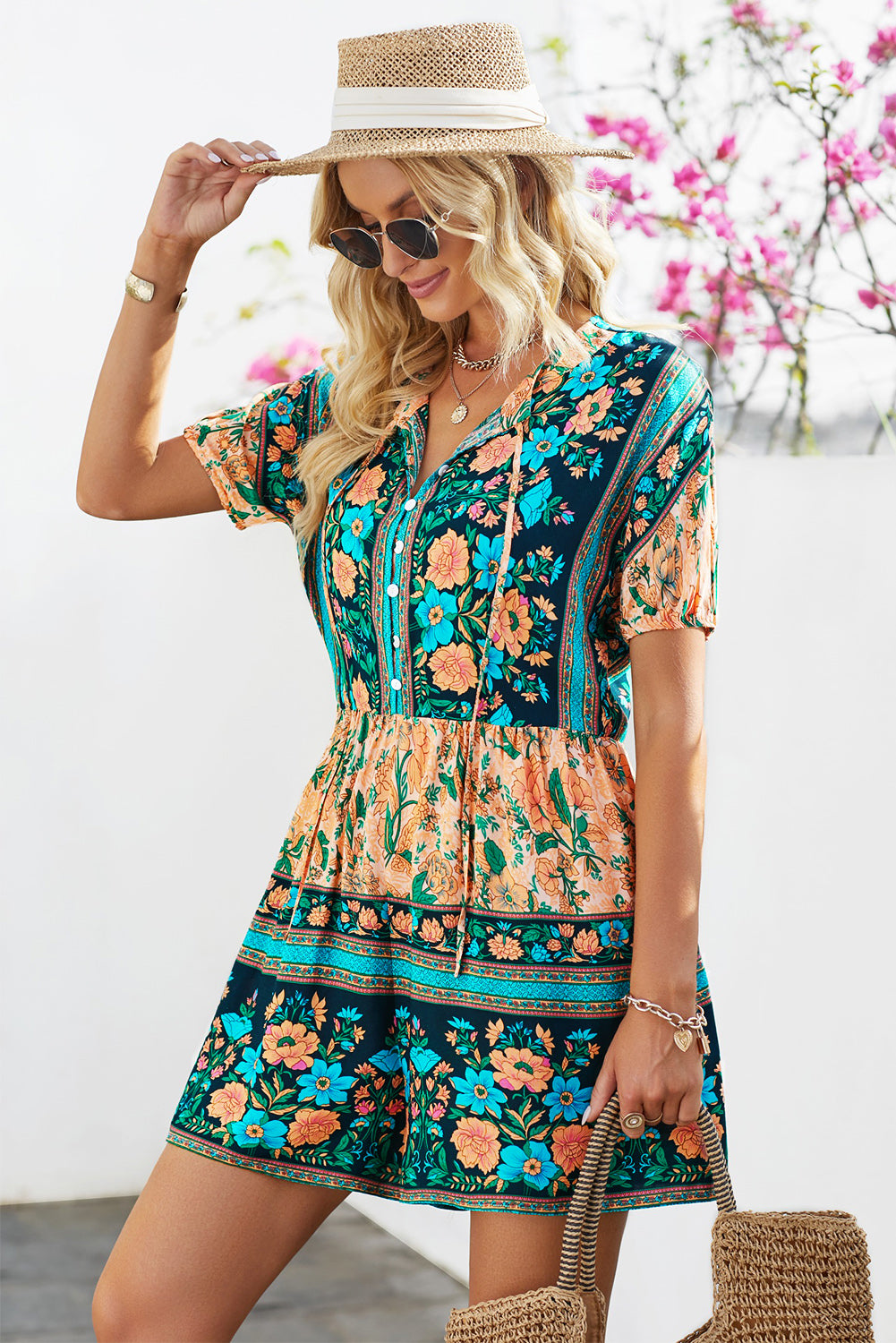 Floral Multicolor Boho Romper - Blue Daisy Fashion Boutique