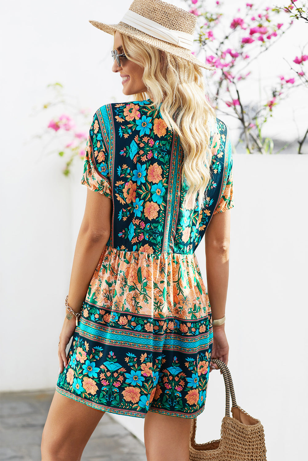 Floral Multicolor Boho Romper - Blue Daisy Fashion Boutique