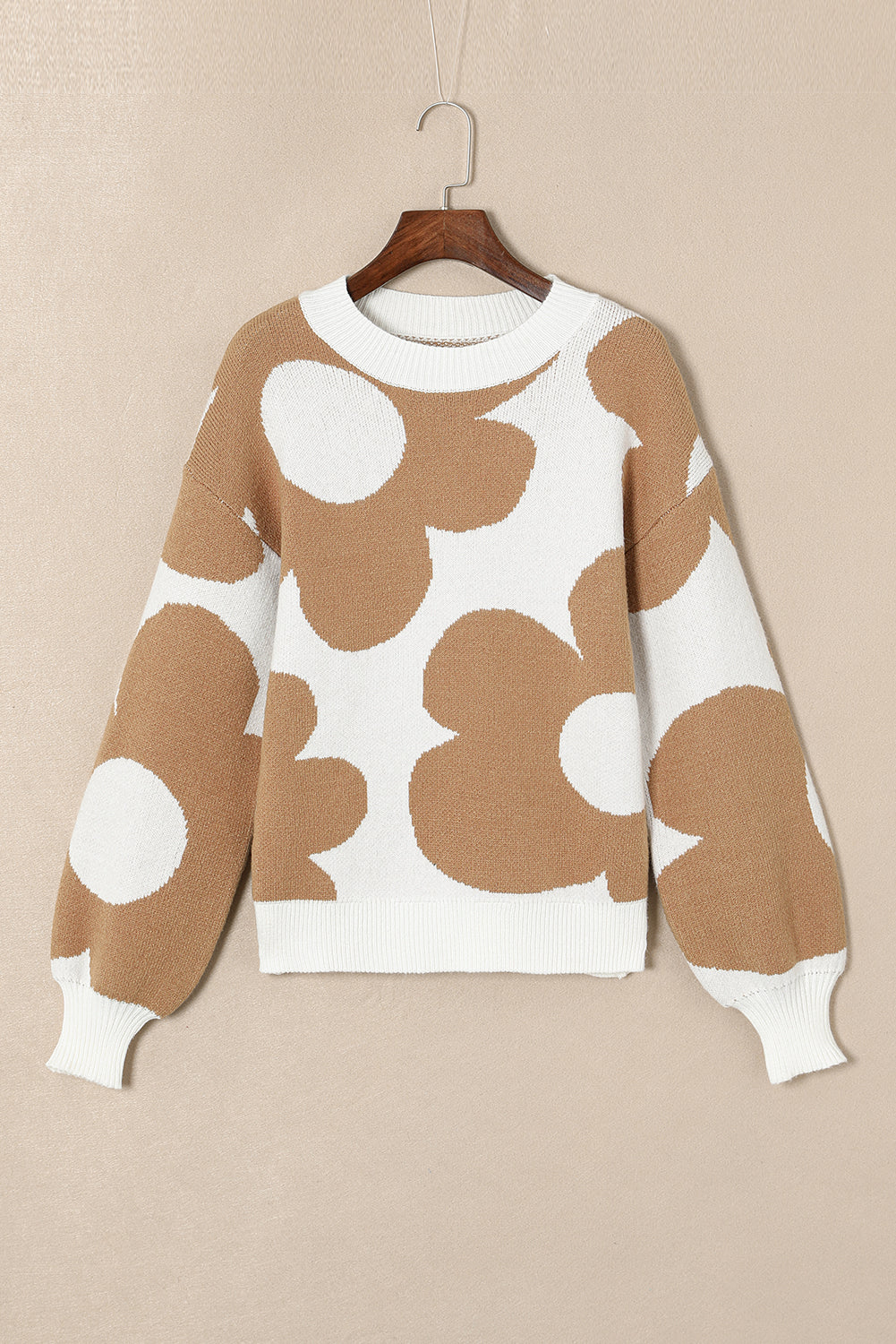 Brown Retro Daisy Flower Sweater - Blue Daisy Fashion Boutique