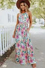 Multi Color Floral Maxi Dress- Retro Floral