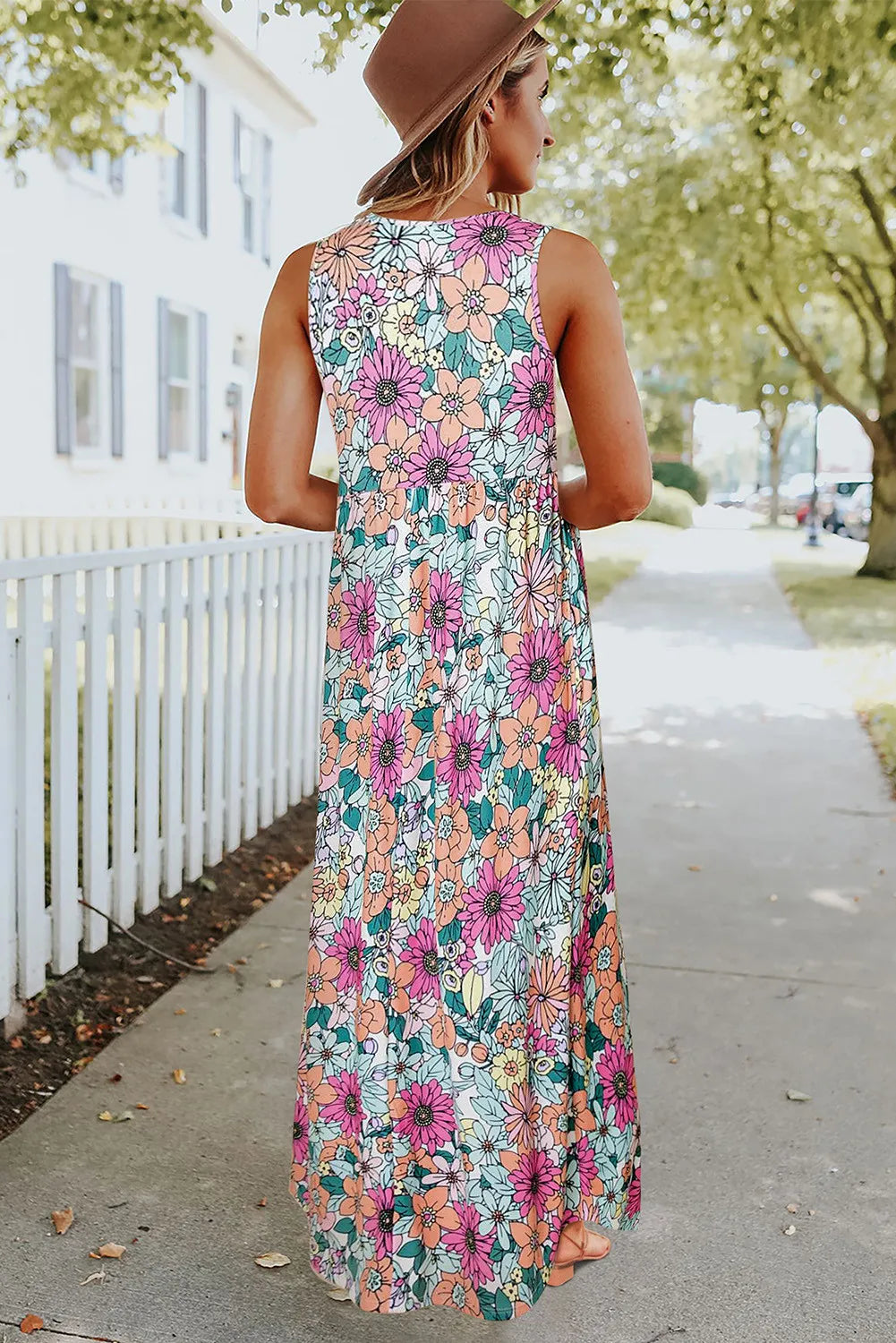Multi Color Floral Maxi Dress- Retro Floral