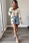 Green Striped Textured Knit Buttoned Cardigan- Slightly Oversized - Blue Daisy Fashion Boutique