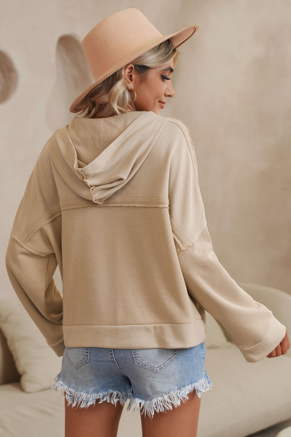 Khaki Button Hoodie - Blue Daisy Fashion Boutique