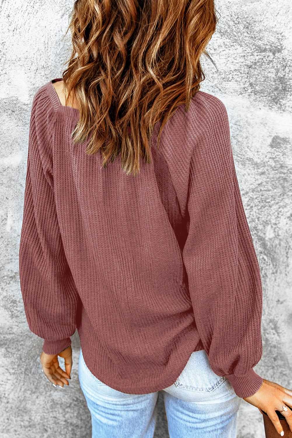 Mauve Waffle Knit Top - Blue Daisy Fashion Boutique