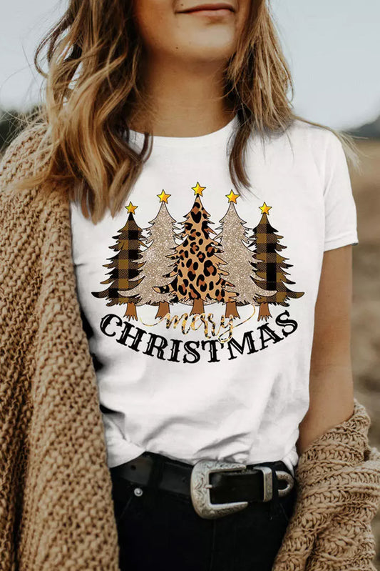 Merry Christmas Leopard Print Tshirt - Blue Daisy Fashion Boutique