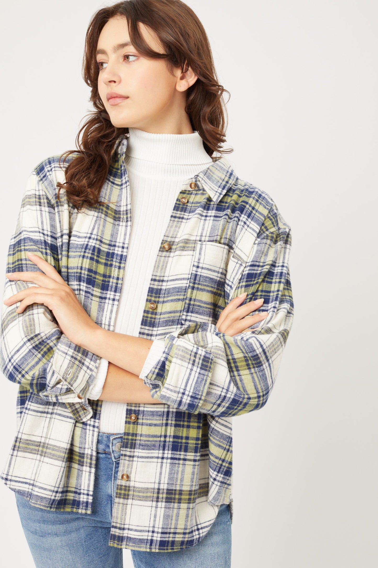 Light Weight Plaid Flannel Shirt - Blue Daisy Fashion Boutique