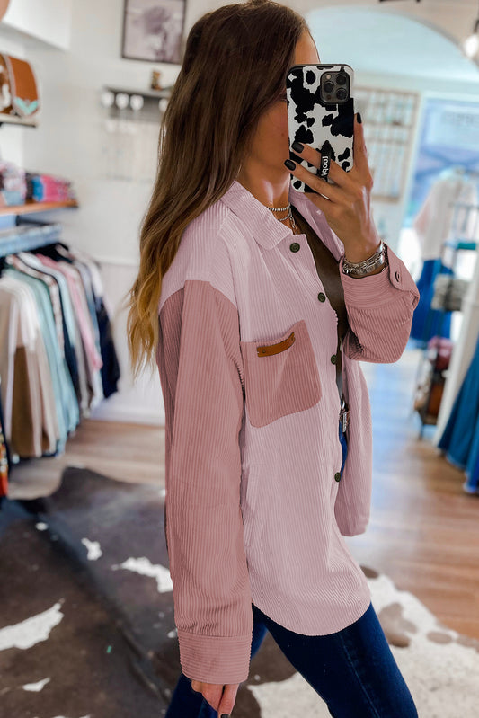 Pink Corduroy Button Down Shacket - Blue Daisy Fashion Boutique