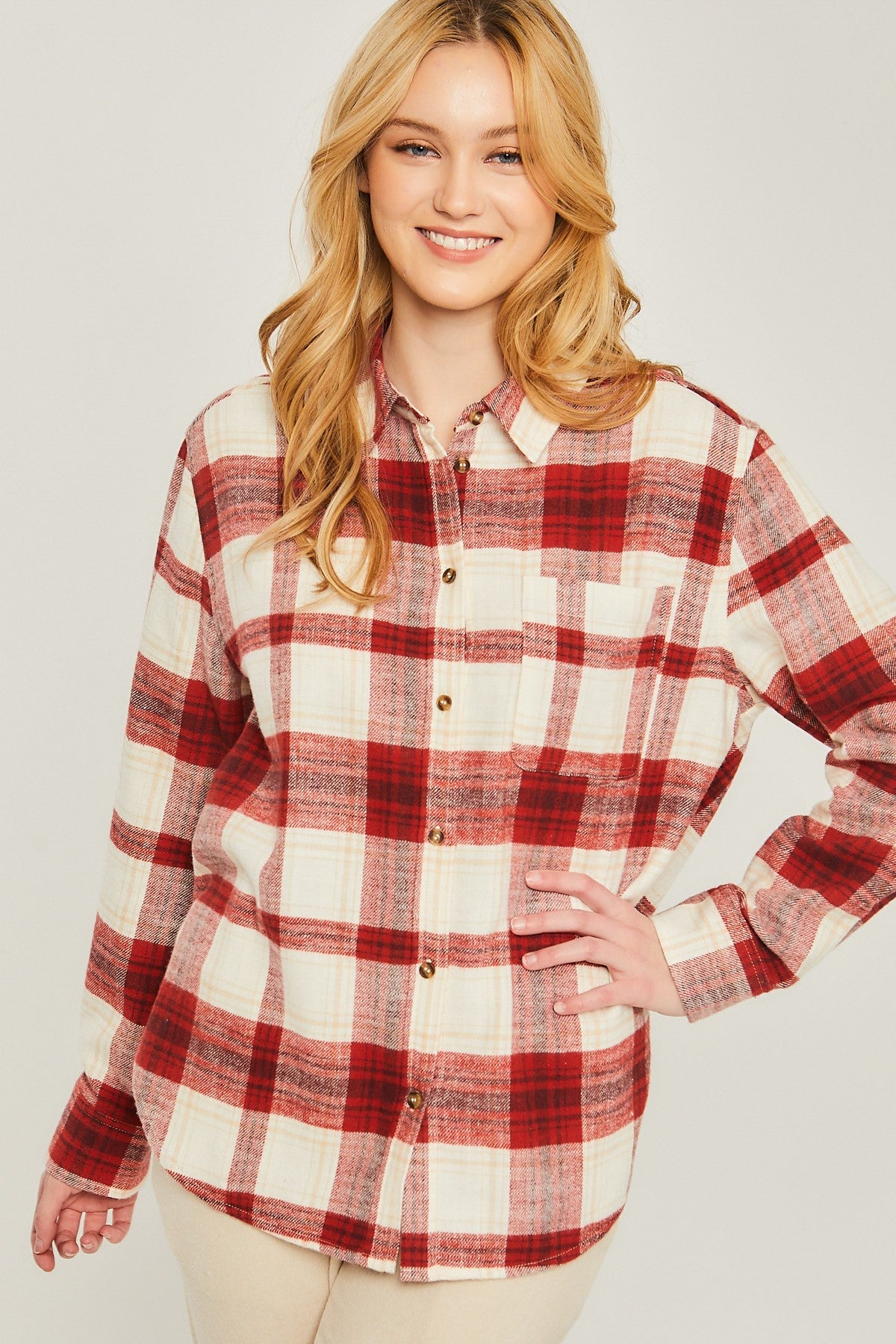 Light Weight Plaid Flannel Shirt - Blue Daisy Fashion Boutique
