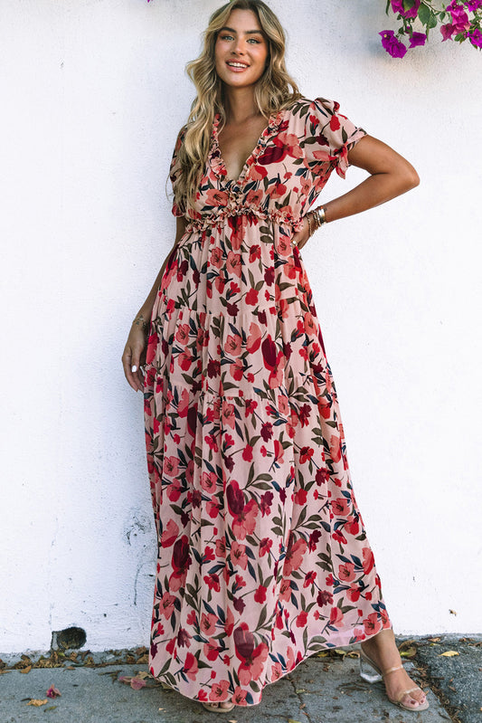 Red & Pink Floral Dress - Blue Daisy Fashion Boutique