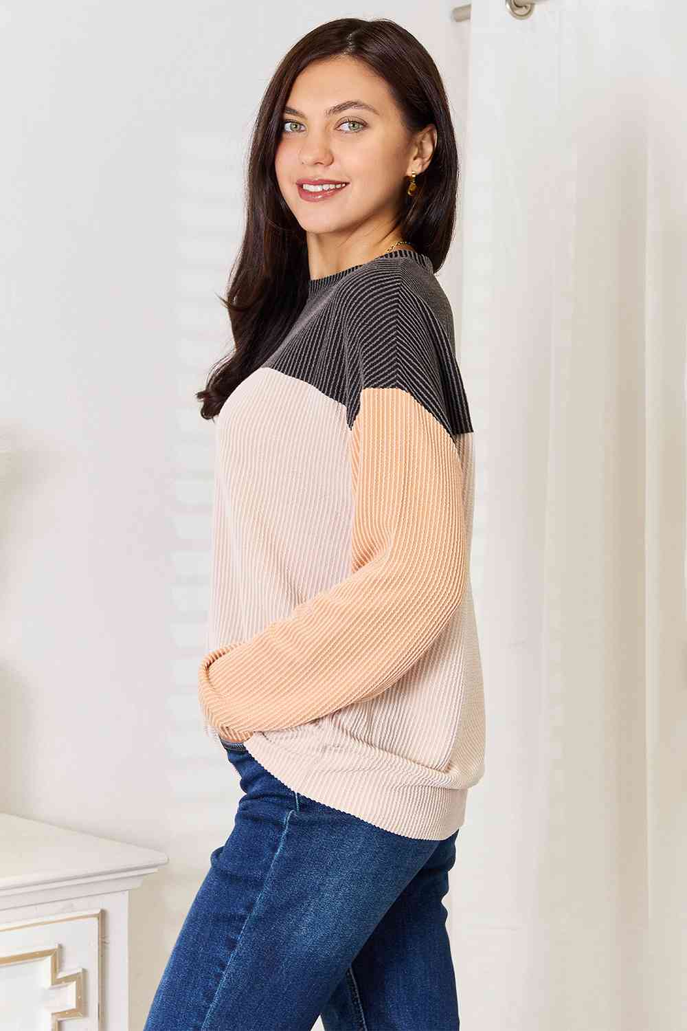 Double Take Color Block Dropped Shoulder T-Shirt - Blue Daisy Fashion Boutique
