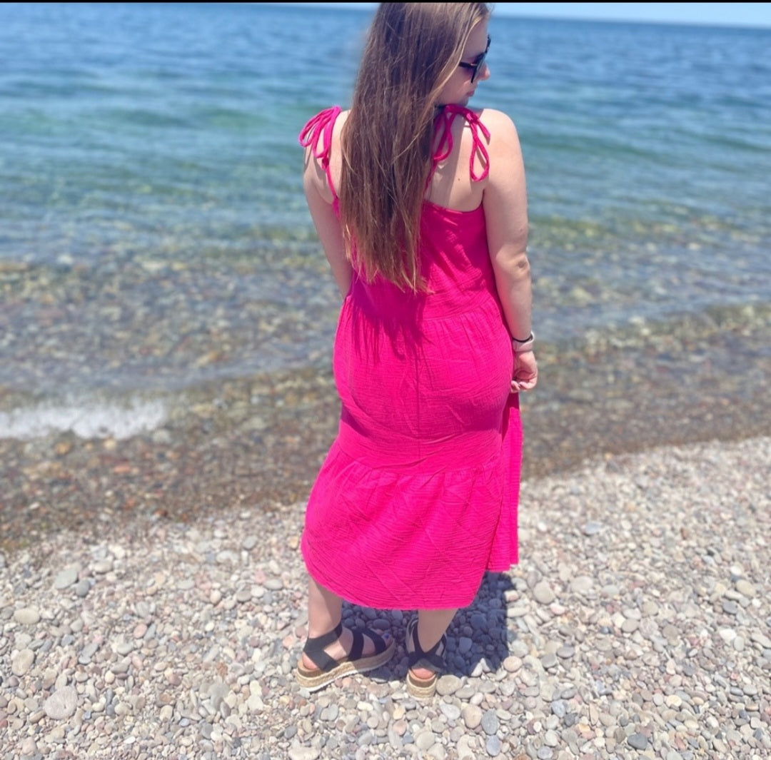 The Eva Midi Dress - Hot Pink - Blue Daisy Fashion Boutique
