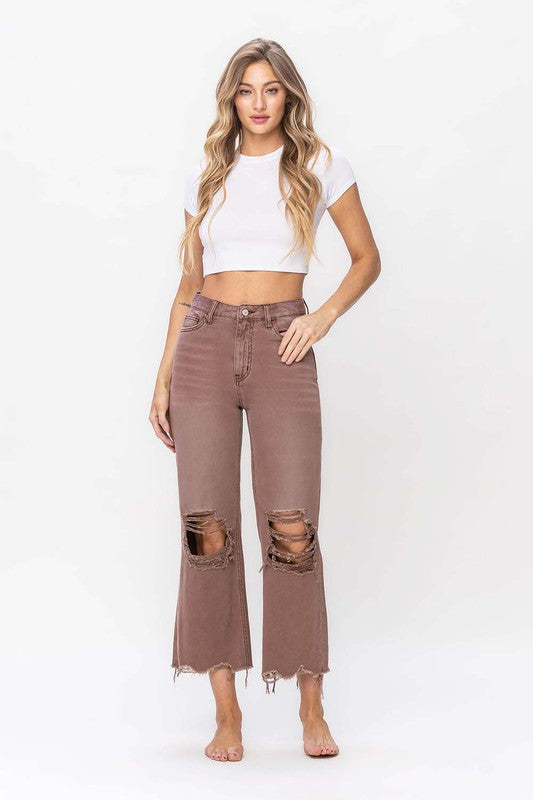 90's Vintage Crop Flare Jean- Aztec