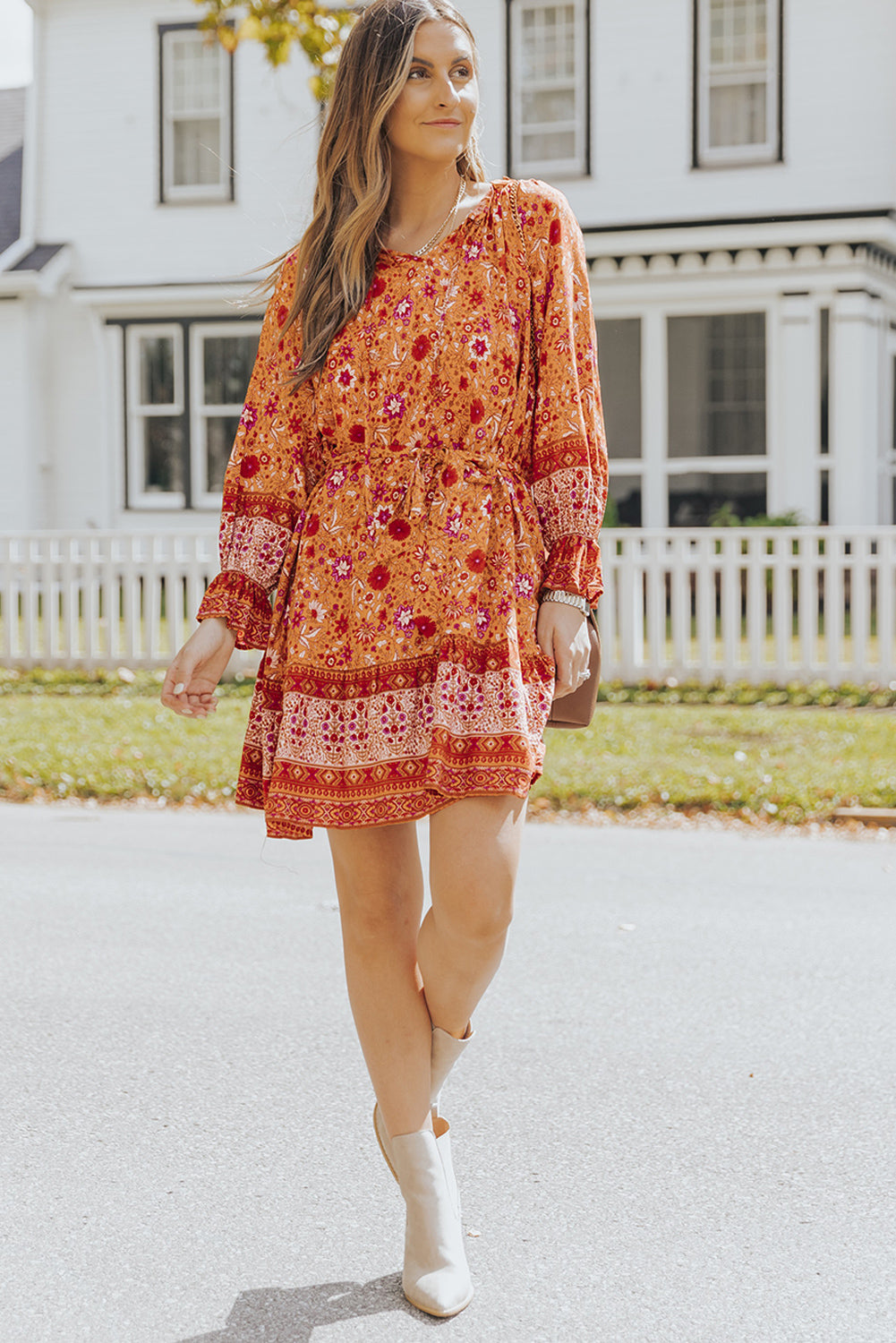 Boho Light Brown Dress - Blue Daisy Fashion Boutique