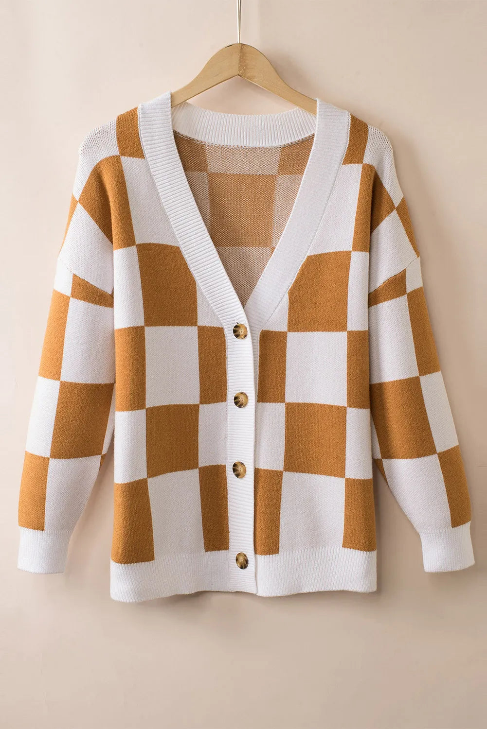 Brown Checkered Sweater- Loose Fit - Blue Daisy Fashion Boutique