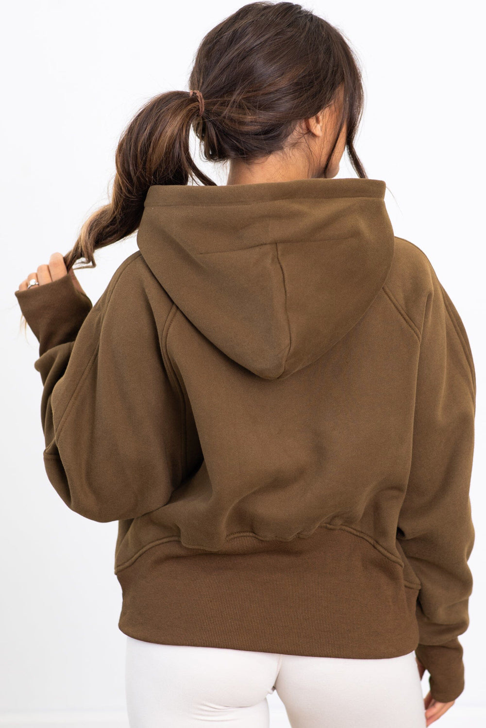 Brown Half Zip Hoodie - Blue Daisy Fashion Boutique