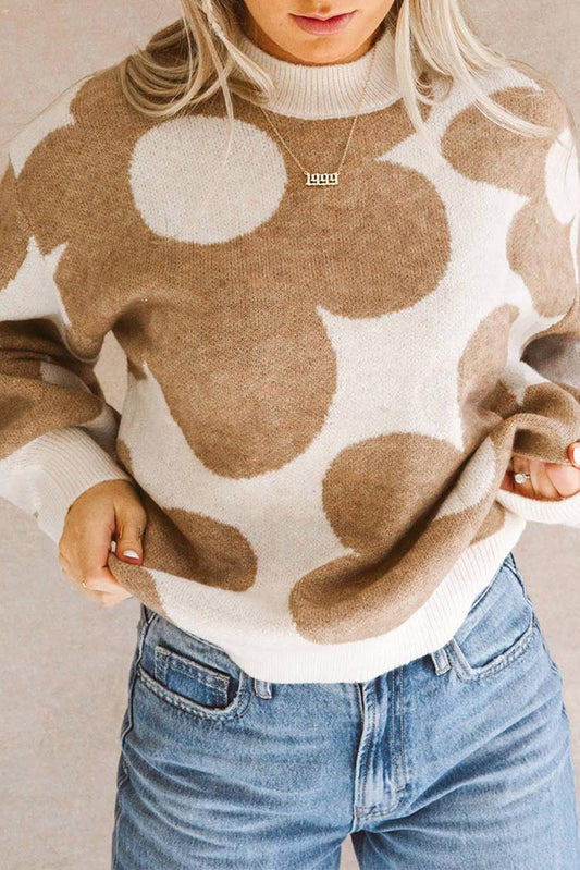 Brown Retro Daisy Flower Sweater - Blue Daisy Fashion Boutique