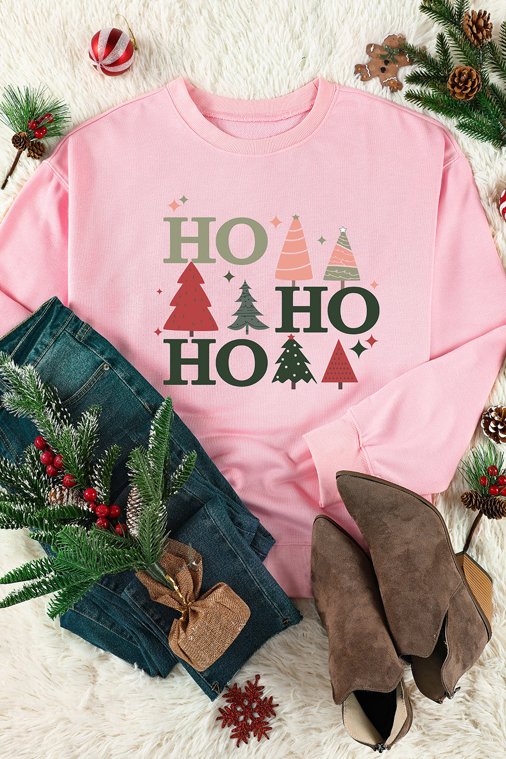 Pink Christmas Sweatshirt- - Blue Daisy Fashion Boutique