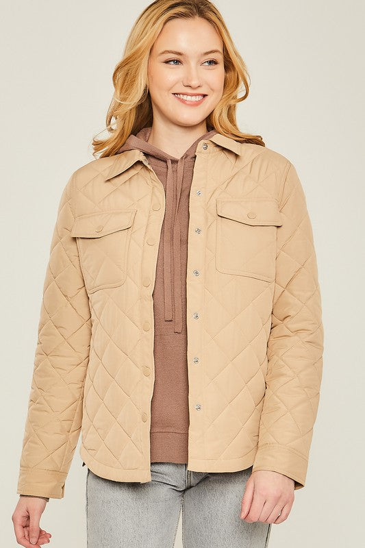 Woven Quilt Pattern Jacket - Blue Daisy Fashion Boutique