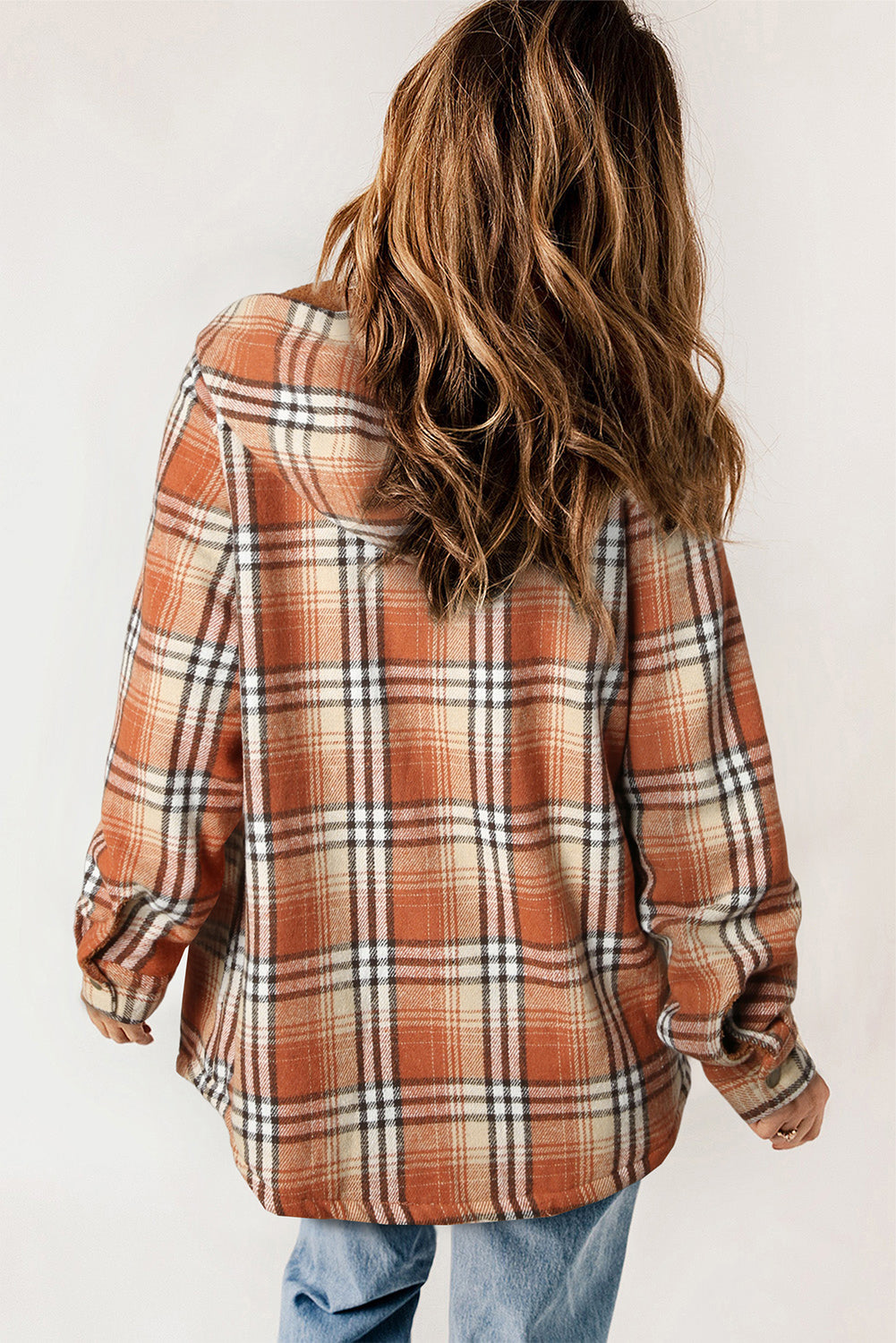 Orange Plaid Sherpa Jacket - Blue Daisy Fashion Boutique