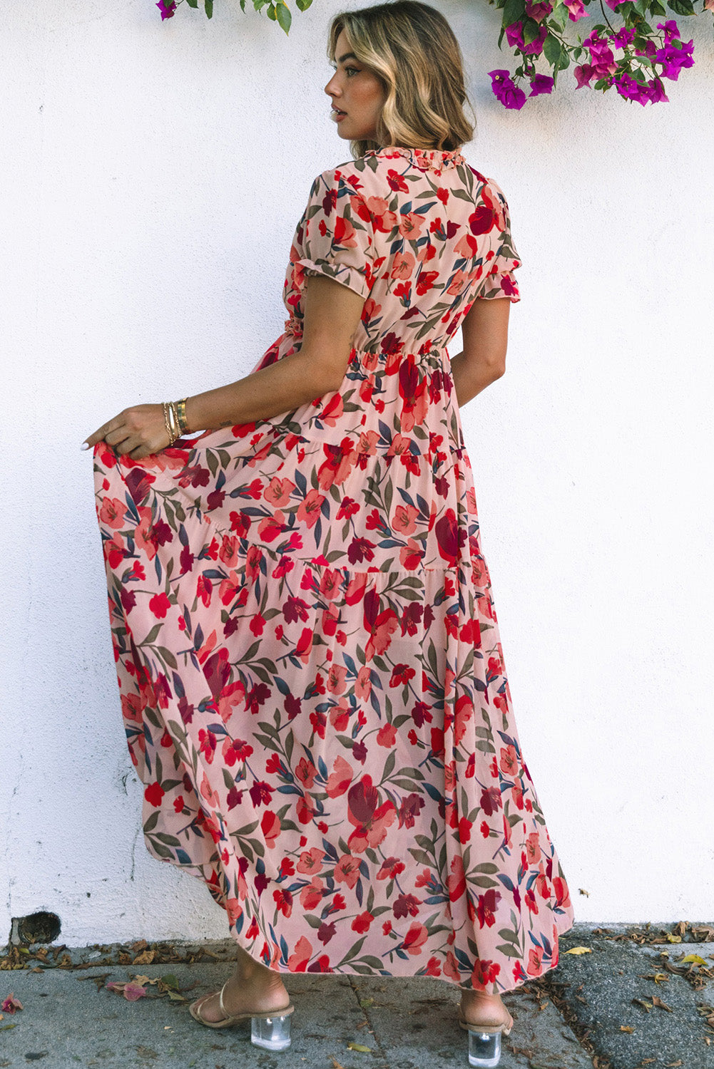 Red & Pink Floral Dress - Blue Daisy Fashion Boutique