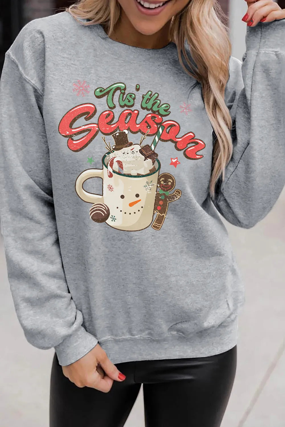 Tis The Season Christmas Lightweight Sweatshirt - Blue Daisy Fashion Boutique