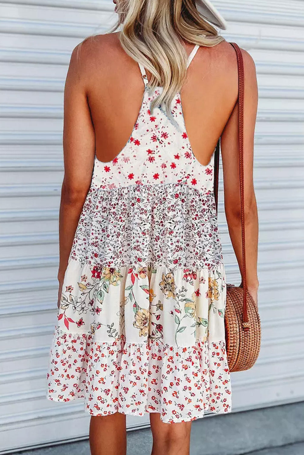 White Floral Spaghetti Strap Mini Dress - Blue Daisy Fashion Boutique