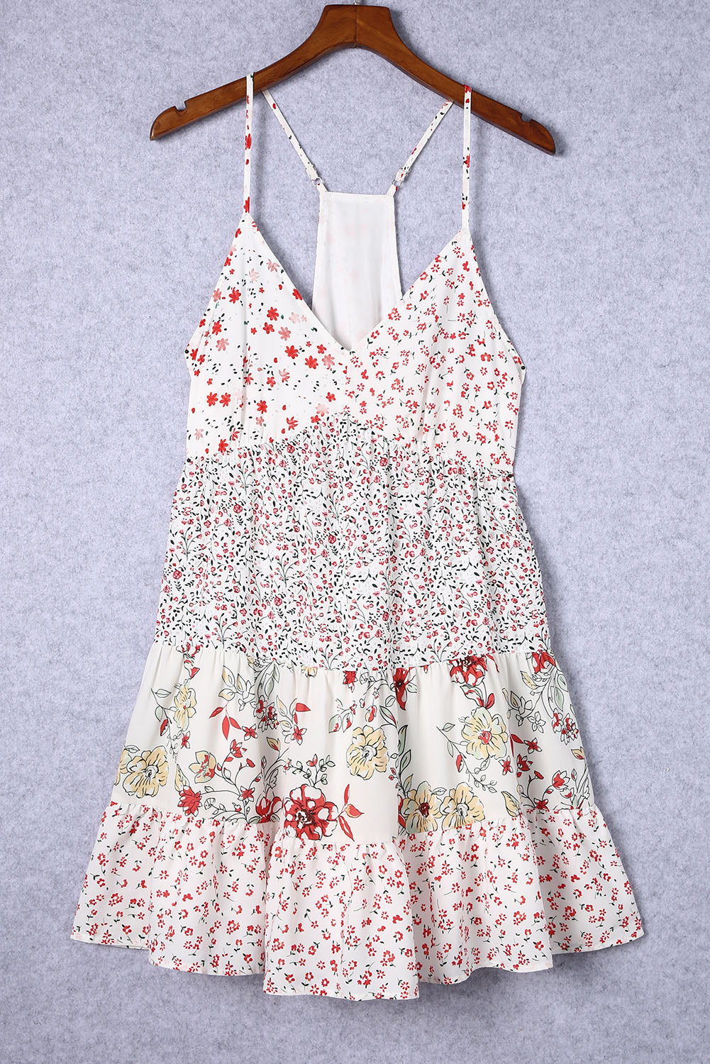 White Floral Spaghetti Strap Mini Dress - Blue Daisy Fashion Boutique